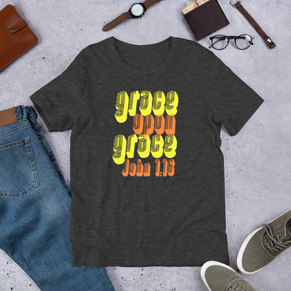Christian t-shirt – Grace Upon Grace John 1:16 – Christian Crossing Apparel