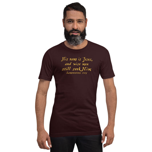 Christian t-shirt – Wise Men Still Seek Him Lamentations 3:25 – Christian Crossing Apparel-Front