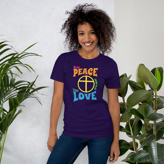 Christian t-shirt – Real Peace True Love John 14:27 – Christian Crossing Apparel-Front