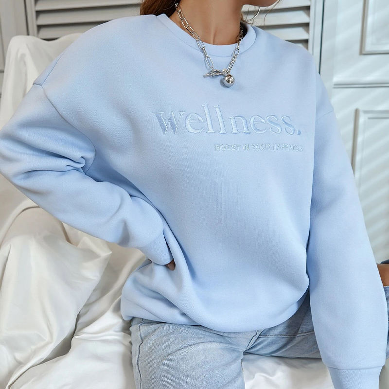 Crew Neck Long Sleeve Drop Shoulder