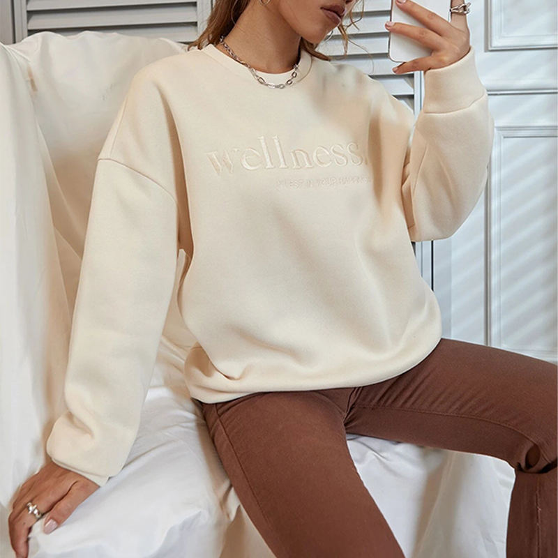Crew Neck Long Sleeve Drop Shoulder