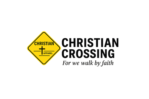 Christian Crossing logo with yellow warning sign and black text on a white background