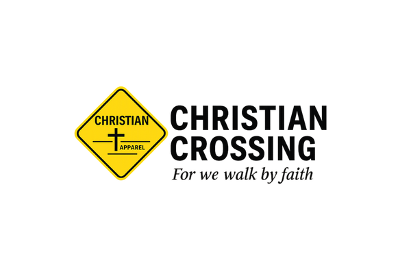 Christian Crossing logo with yellow warning sign and black text on a white background
