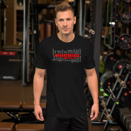 Christian t-shirt – Nevertheless Luke 5:1–11 – Christian Crossing Apparel-Front
