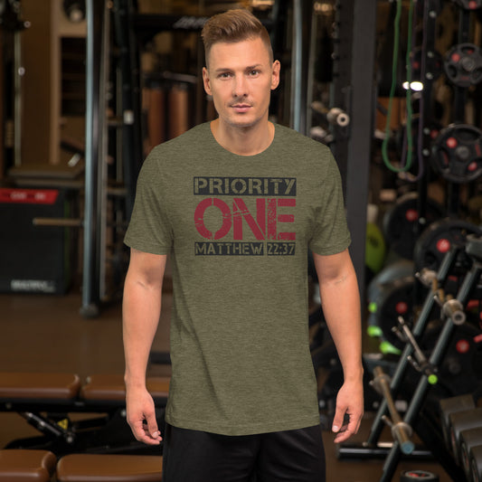 Christian t-shirt – Priority One Matthew 22:37 (Unisex) – Christian Crossing Apparel